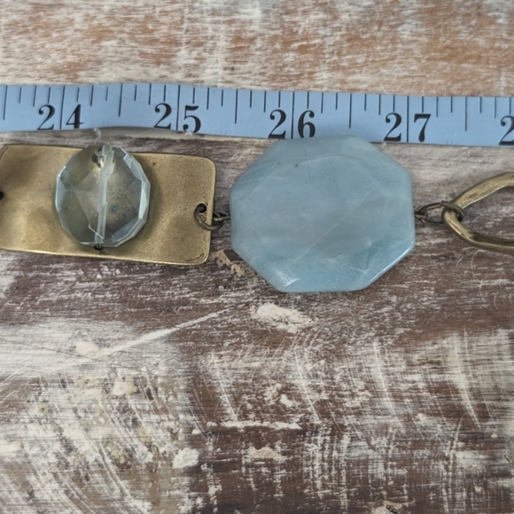 Vintage Chico's Aquamarine/Facetted Acrylic Brass Tone Belt 44" - Picture 9 of 12